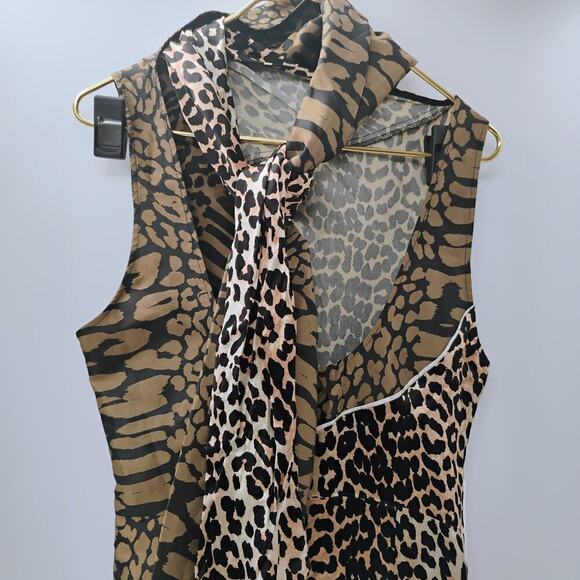Ganni Mullin Georgette Leopard Print Wrap Jumpsuit Size 38 - Picture 14 of 16